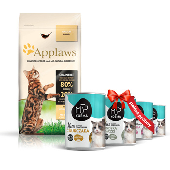 Applaws Adult Chicken 7,5kg + Koema Katzenmousse Probierpaket 4x400g