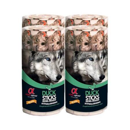 Alpha Spirit Dog Delikatesse auf einer Blisterpackung mit einer Ente 16 Stk. x 4