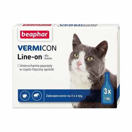 Beaphar Vermicon Line On Tropfen gegen Flöhe und Zecken für Katzen 3 x 1ml