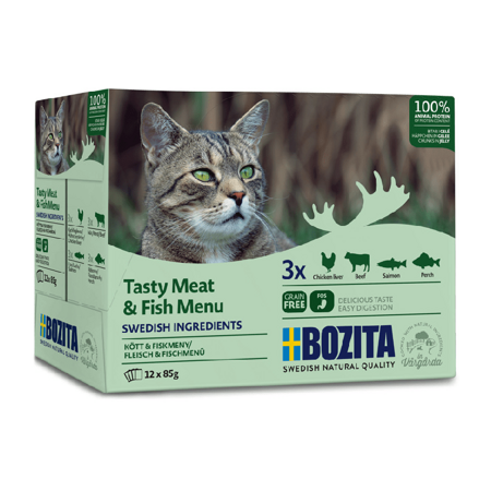 Bozita Feline Multibox Fleisch und Fisch in Gelee 85g x 24 (multipack x 2)