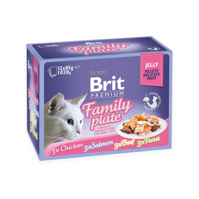 Brit Pouch Family Plate Fillet in Jelly 85g x 12 (multipack x 1)