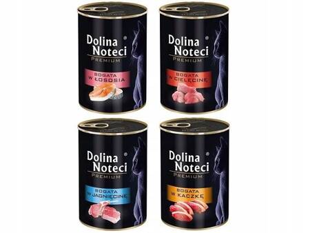 Dolina Noteci Premium Mischung aus 4 Geschmacksrichtungen (Kalb, Lachs, Ente und Lamm) 4x400g