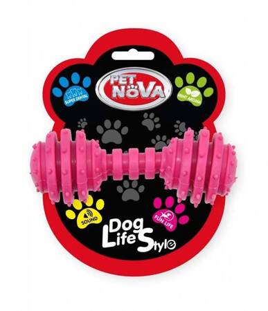 Pet Nova Dentalhantel DumbBell mit Minze rosa 12cm