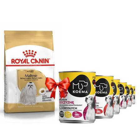 Royal Canin Adult Maltese 1,5kg + Koema Mischung aus 3 Geschmacksrichtungen 6x400g