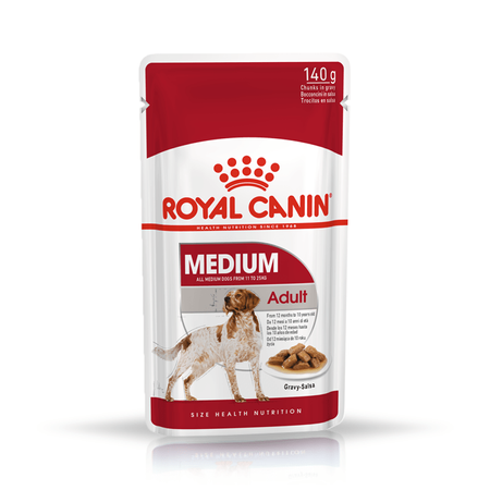 ROYAL CANIN Medium Adult Nassfutter in Soße für erwachsene Hunde mittlerer Rassen 10x140g