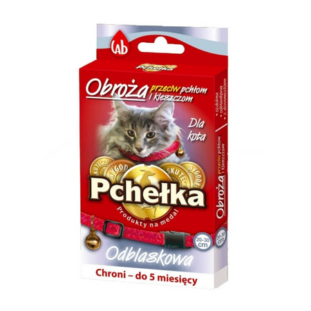 Pchełka Halsband gegen Ektoparasiten für Katzen reflektierend mit Glöckchen 30cm