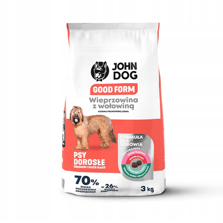 John Dog Good Form mittlere und große Rassen Schweinefleisch mit Rindfleisch 3kg 