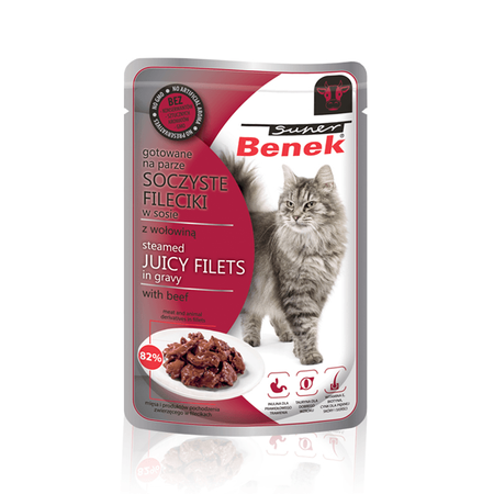 Super Benek Soczyste Fileciki w sosie z wołowiną 85g x 12