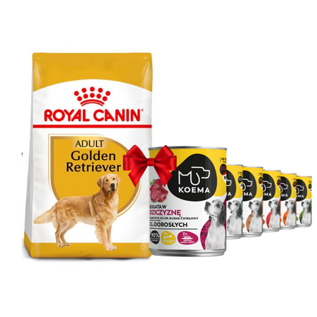Royal Canin Adult Golden Retriever 12kg + Koema 90% Fleisch Mischung aus 6 Geschmacksrichtungen 6x400g